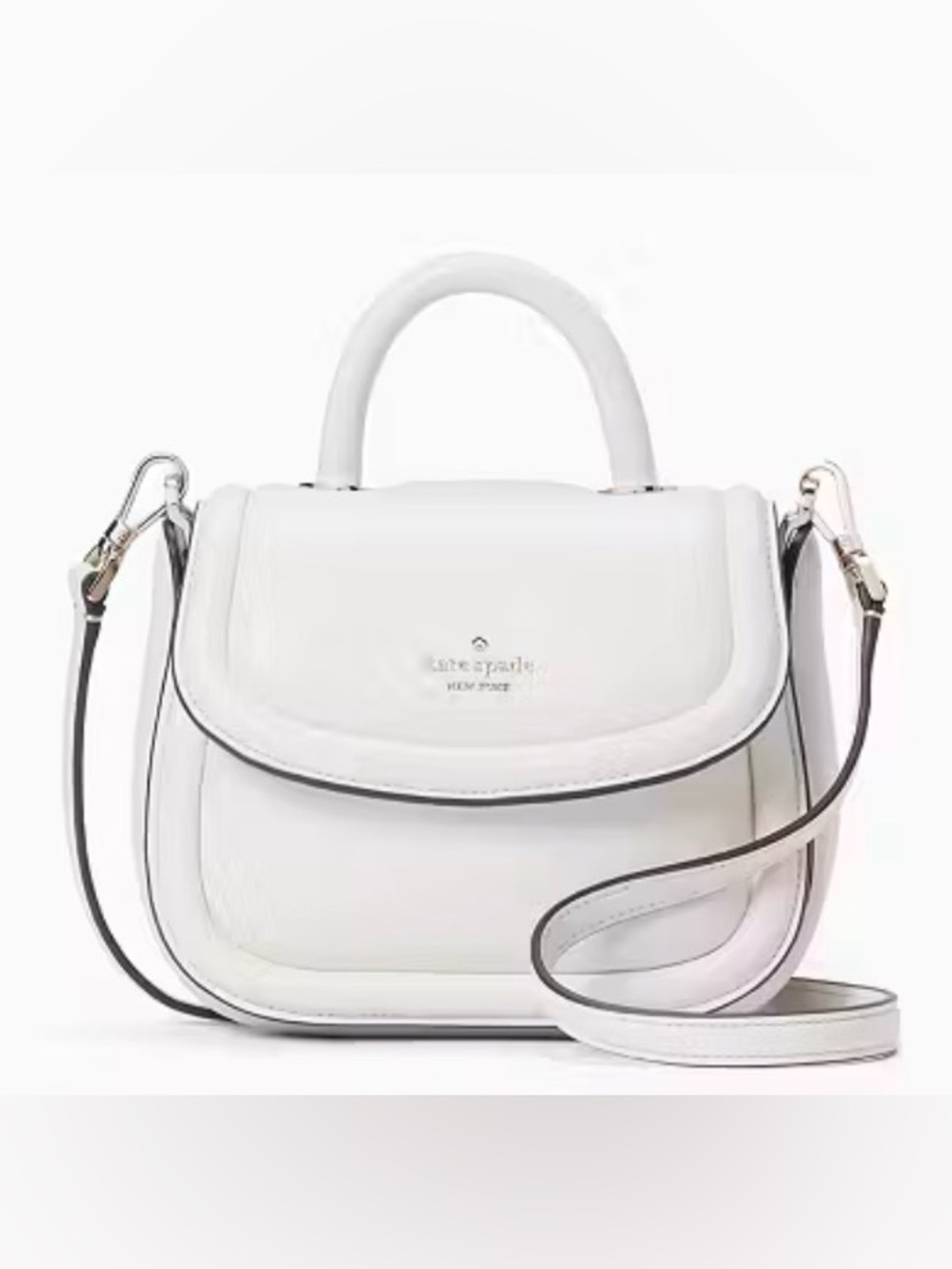 kate spade puffy smooth leather White Top-Handle Satchel with Crossbody Strap